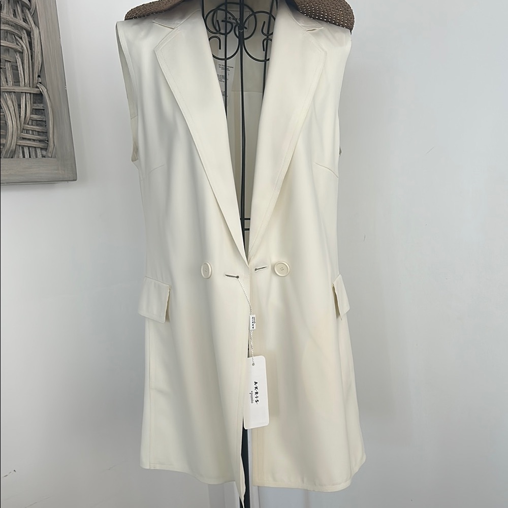 Akris Punto Cream Vest Sophisticated Style - Picture 3 of 8